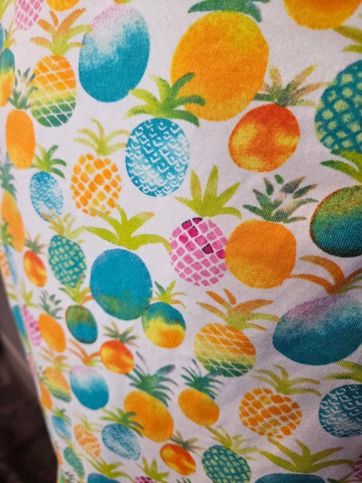 Crown & Ivy Colorful Pineapple Print Tank Top with Tassels #136