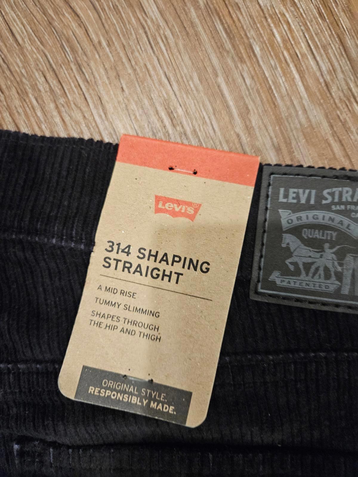 Levi's 314 Shaping Straight Jeans - Black Corduroy - Size 30x30 b63
