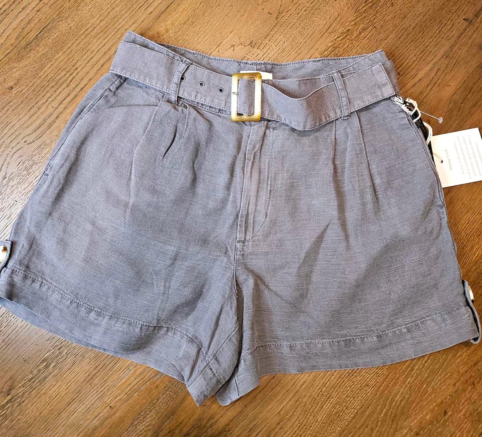 Nicole Miller NY Women's Gray Linen Belted Shorts - Size 2 1017