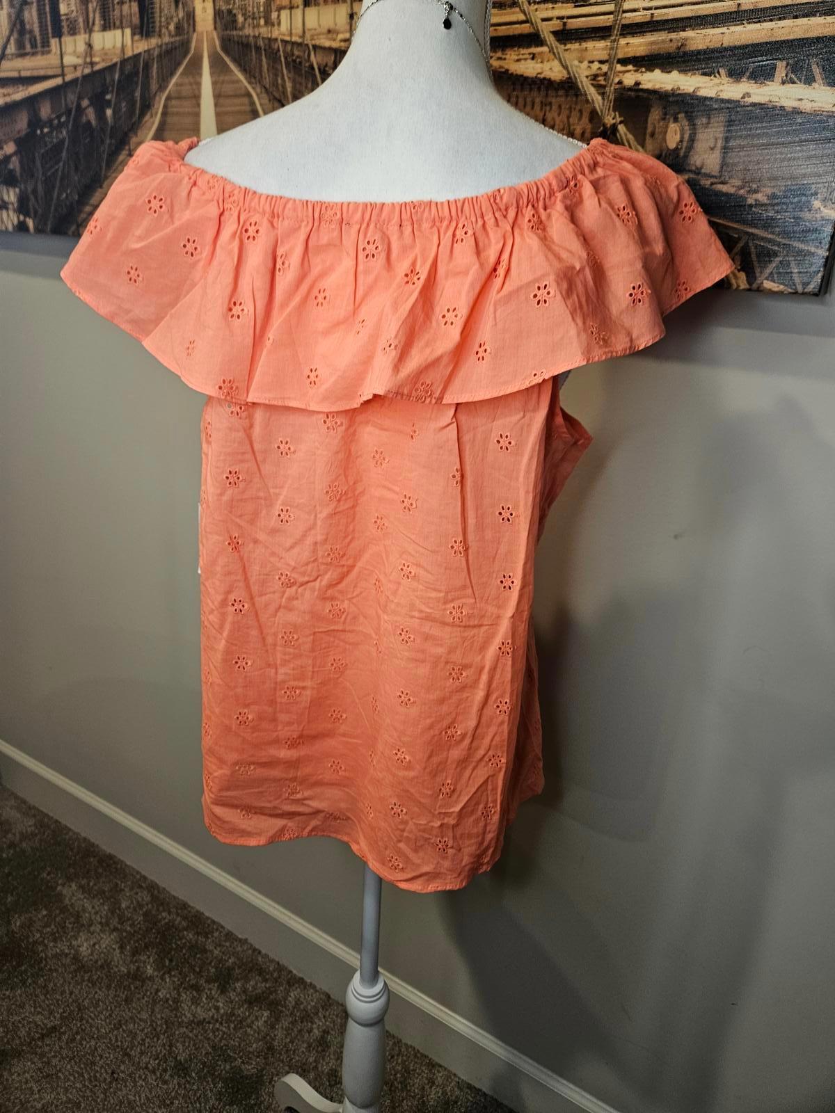 Nwt 1.State Chic Off-Shoulder Eyelet Top - Coral a17