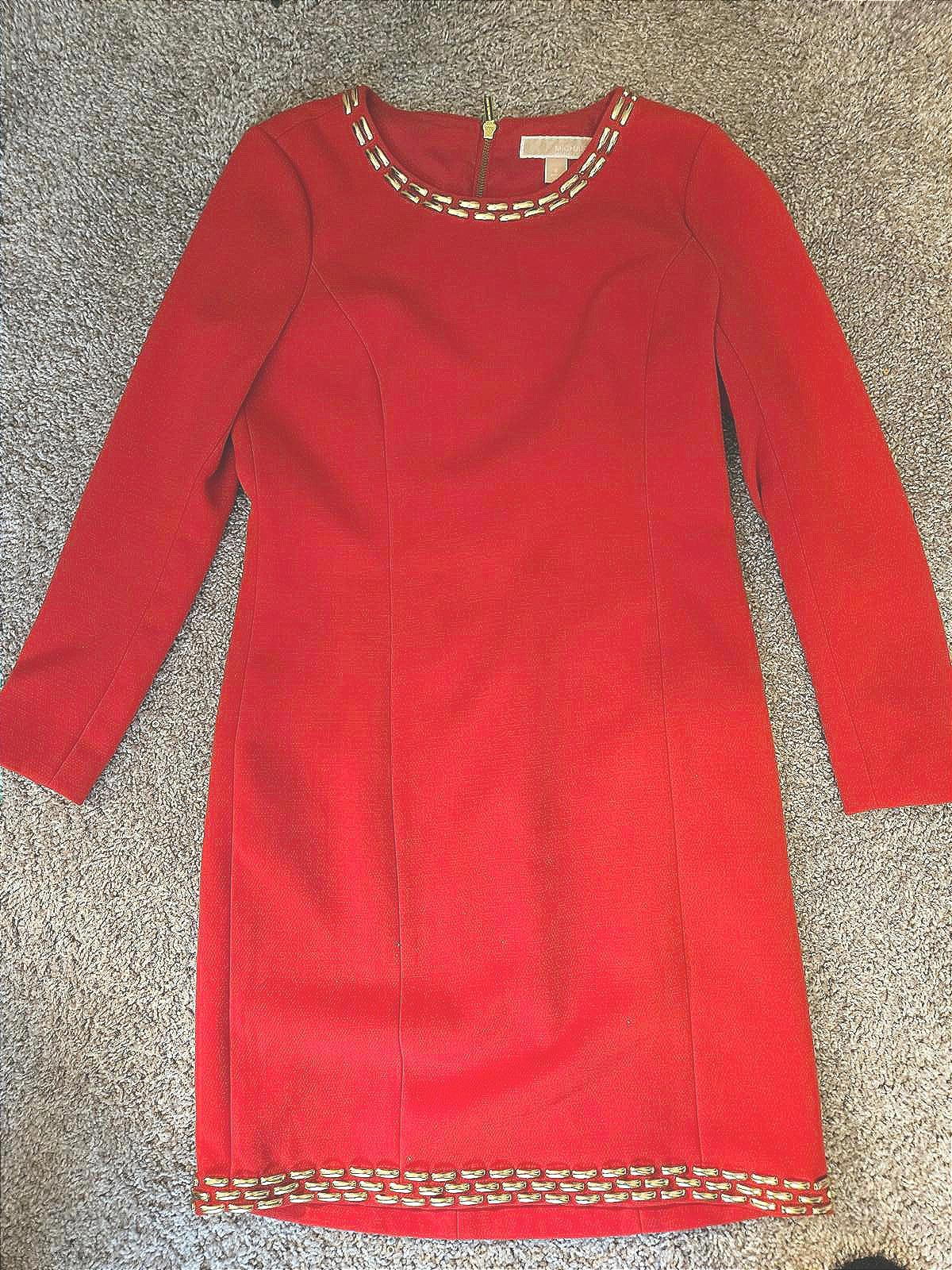 Michael Kors Long Sleeve Dress with Gold Accents #H73