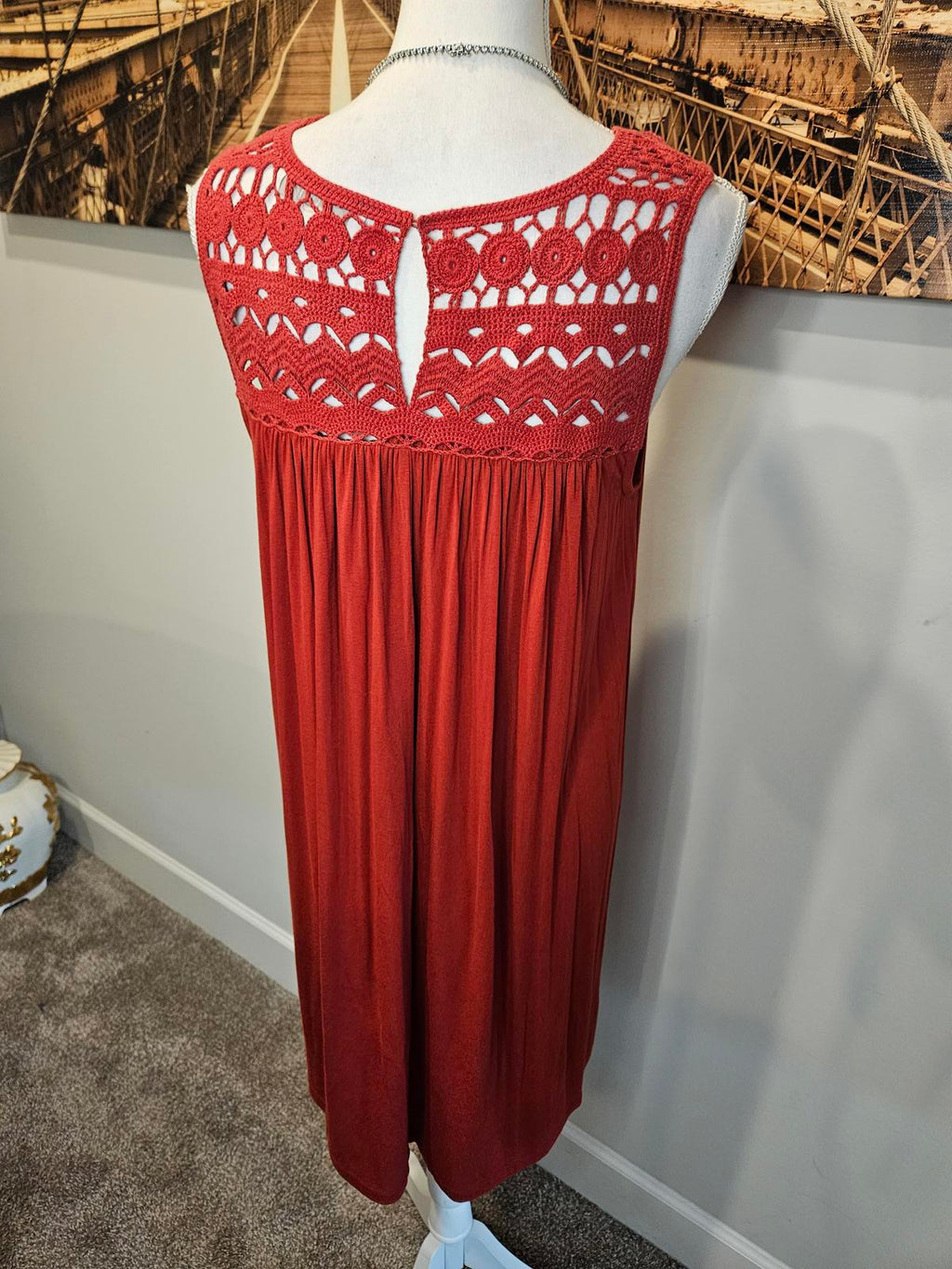 Loft Bohemian Crochet Detail Sleeveless Dress