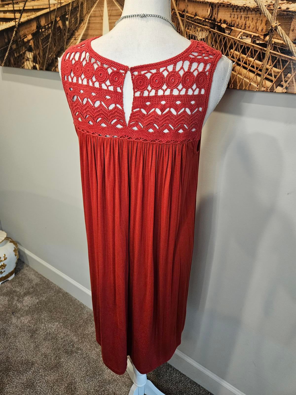 Loft Bohemian Crochet Detail Sleeveless Dress