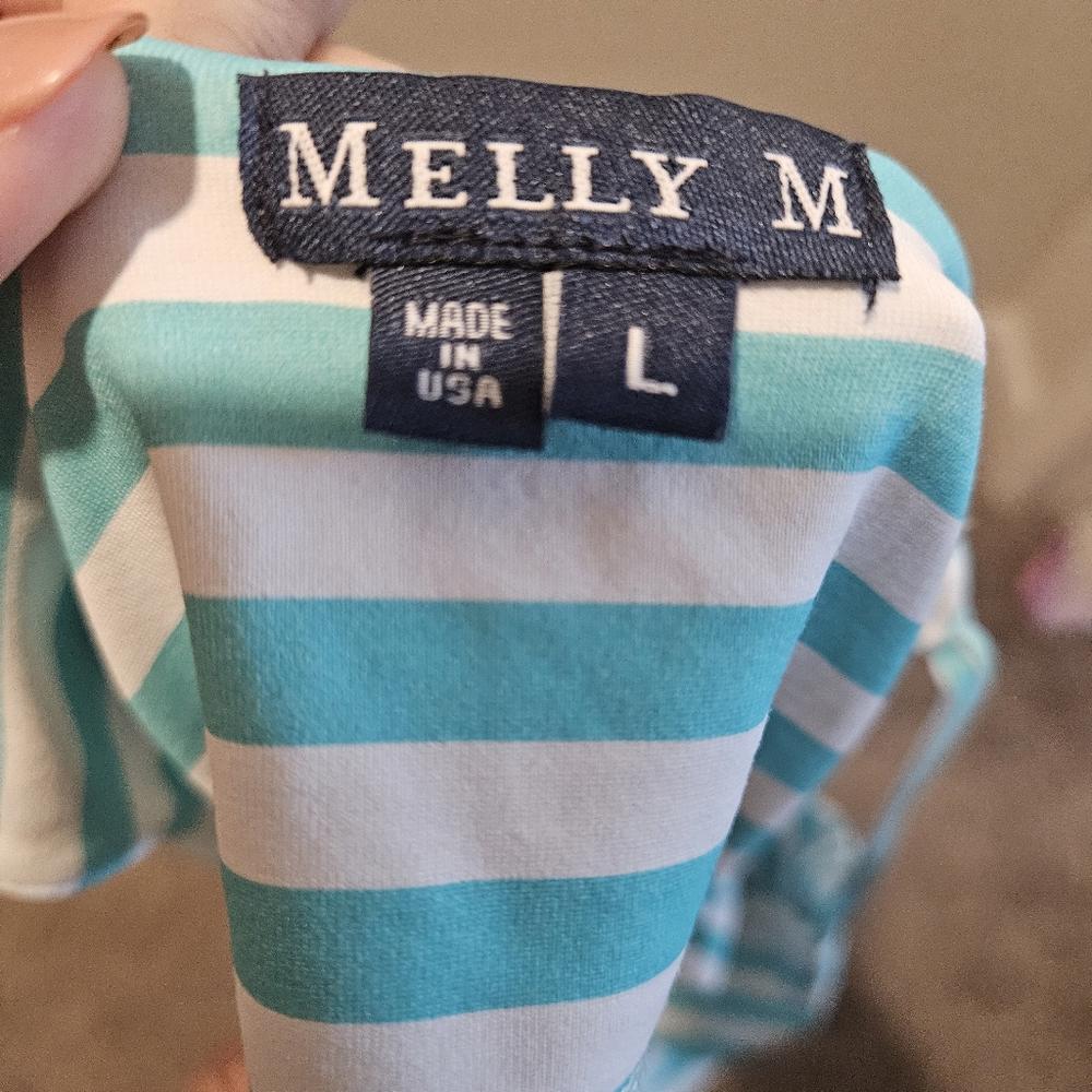 Melly M Striped Sleeveless Aqua Tank Dress #204