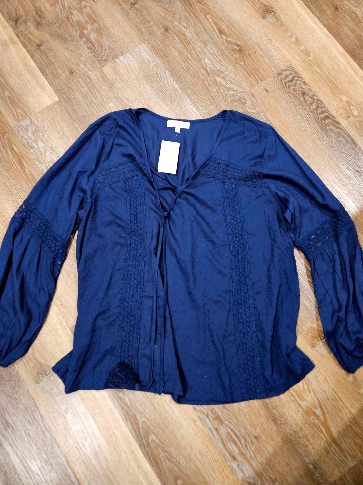 Nwt A Beautiful Soul Navy Blue Long Sleeve Blouse 22/24 1187