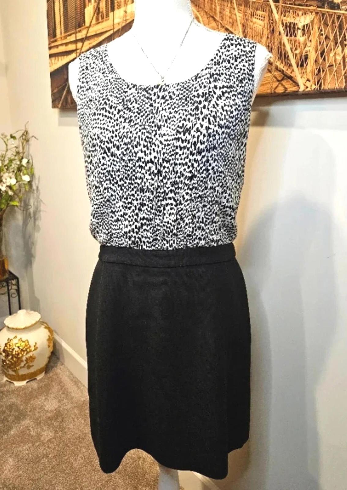 LOFT Stylish Black and White Animal Print Dress H40
