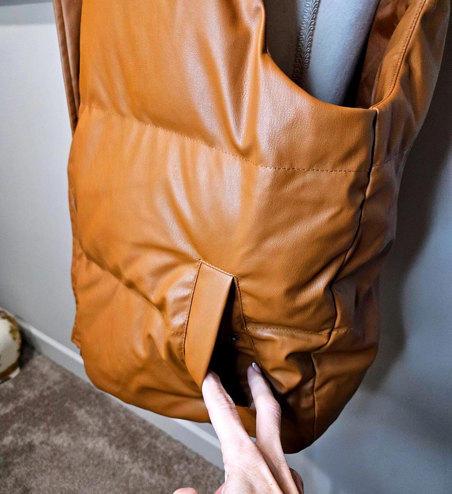 Nwt A New Day Brown Puffer  Faux Leather Vest