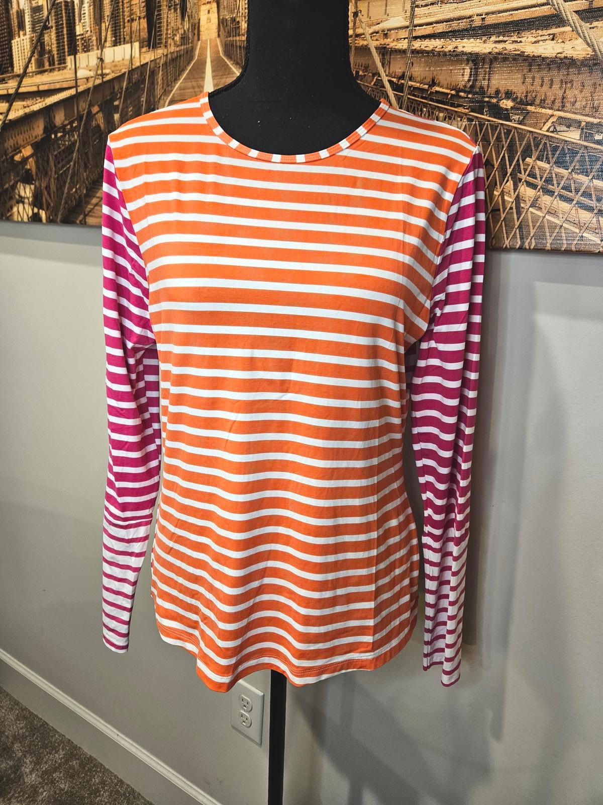 Lands' End Activewear Striped Long Sleeve Shirt Size S 6-8