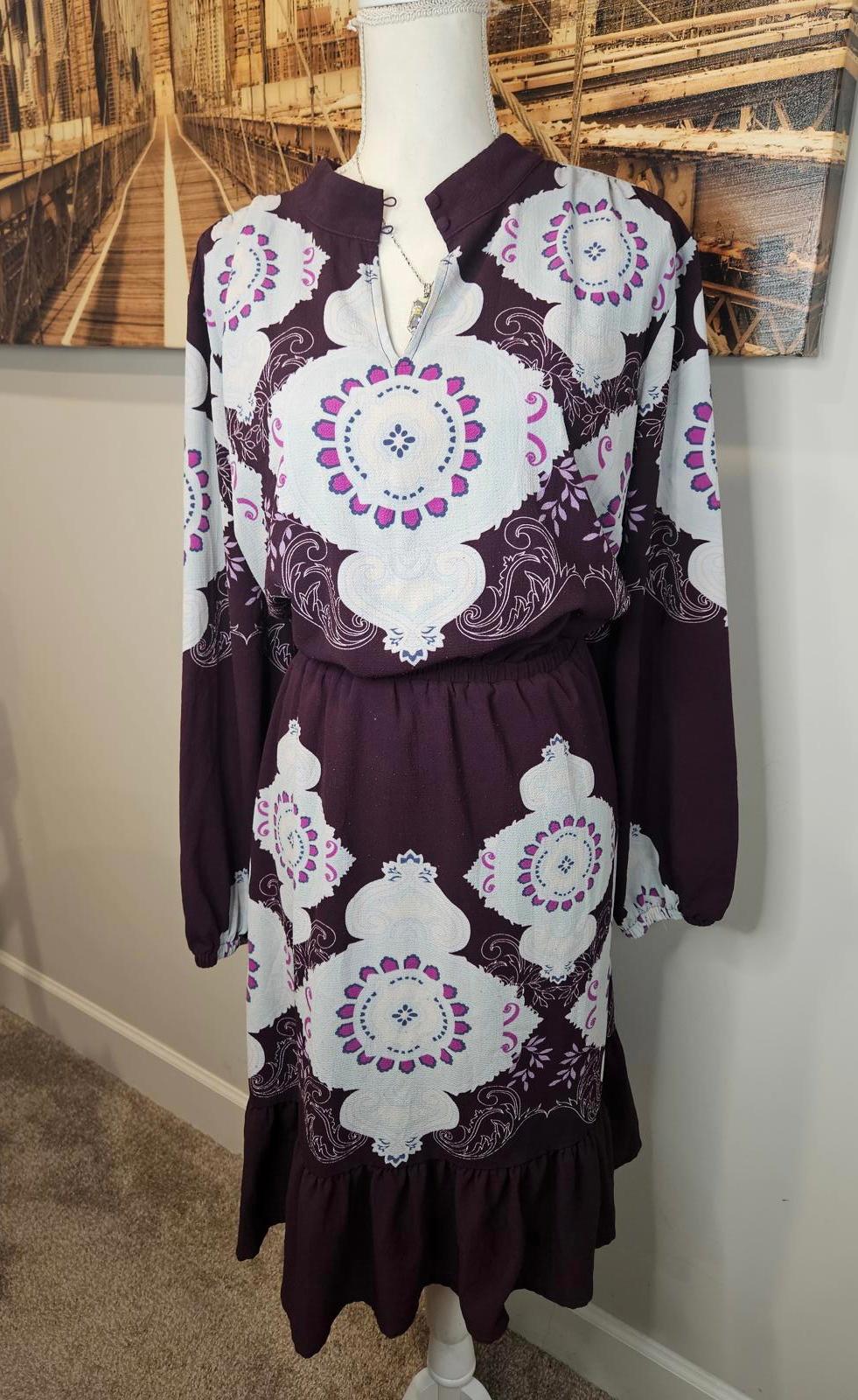 Lane Bryand Girl With Curves Abstract Print Burgandy Dress 705
