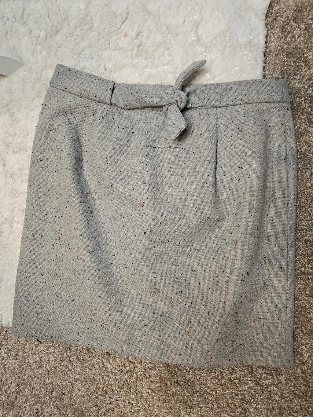 Loft Gray Speckled Skirt with Tie