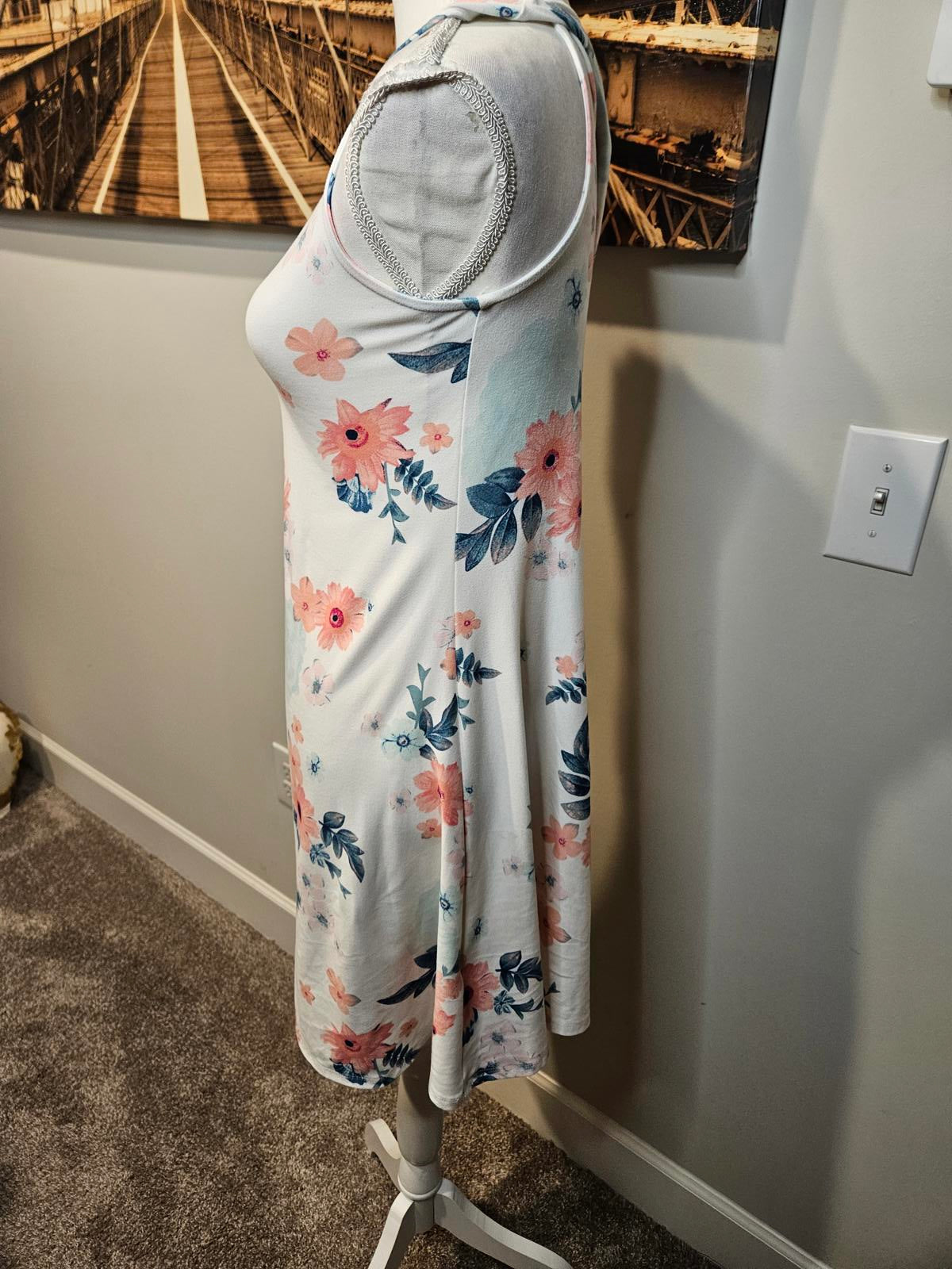 Mudd Floral Print Sleeveless Dress with Crisscross #73