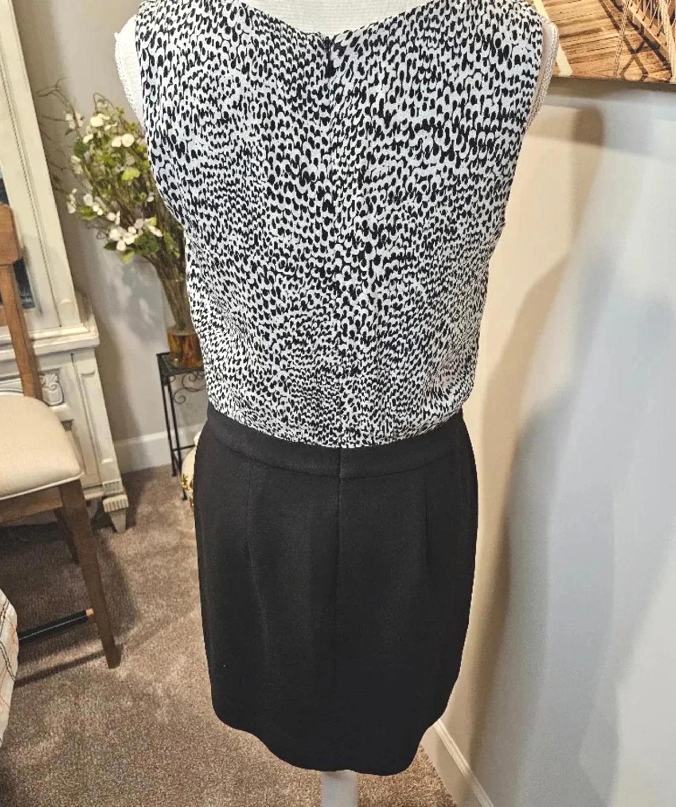 LOFT Stylish Black and White Animal Print Dress H40